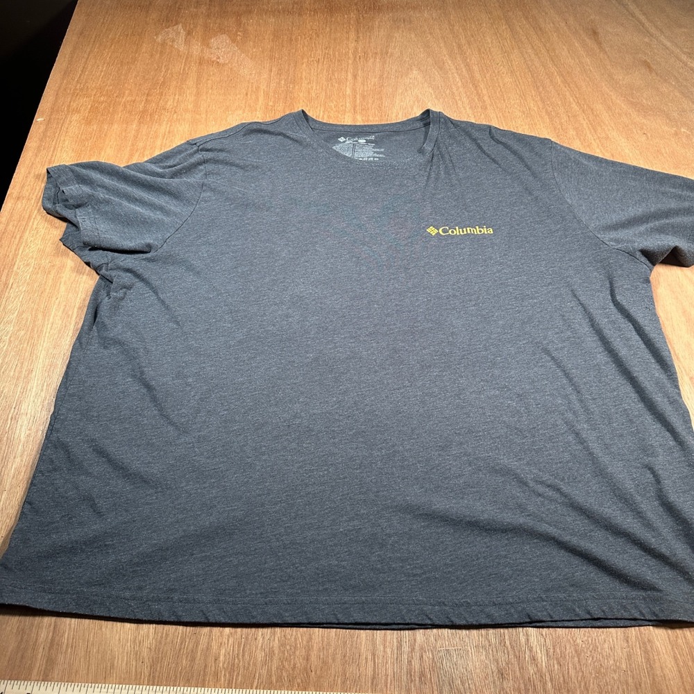 Columbia Graphic T Shirt Mens 3X Grey Short Sleeve Mountain Sunburst Logo Tee